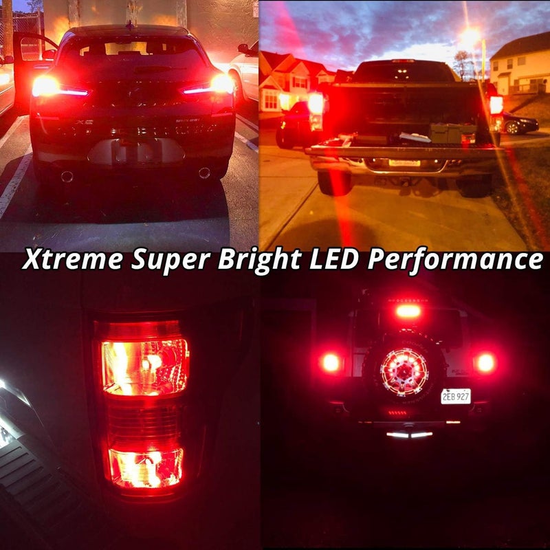 Alla Lighting T25 3156 3157 LED Red Bulbs, Super Bright 3000lms Turn Signal, Stop Brake Tail Lights 3047 3057 3457 4157 4057 3155 - Image 2